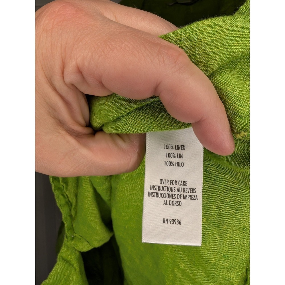 Vtg Casual Corner Women's Small* Bright Green Linen Sleeveless Button Down Top - Picture 5 of 6